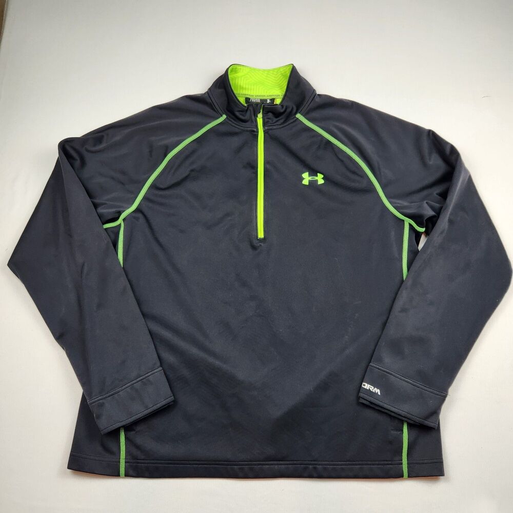 Under Armour GoldGear 1/4 Zip Pullover Black/Green Mens XL Storm Zip Pockets